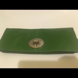 COACH  Green Clutch with Silver Hardware closure.